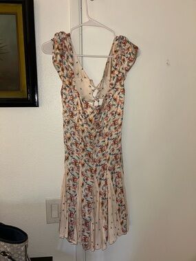Floral Lace-Back A-Line Dress in Cream and Rust